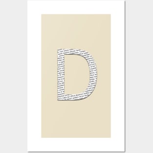 Typographic monogram cutout D Posters and Art